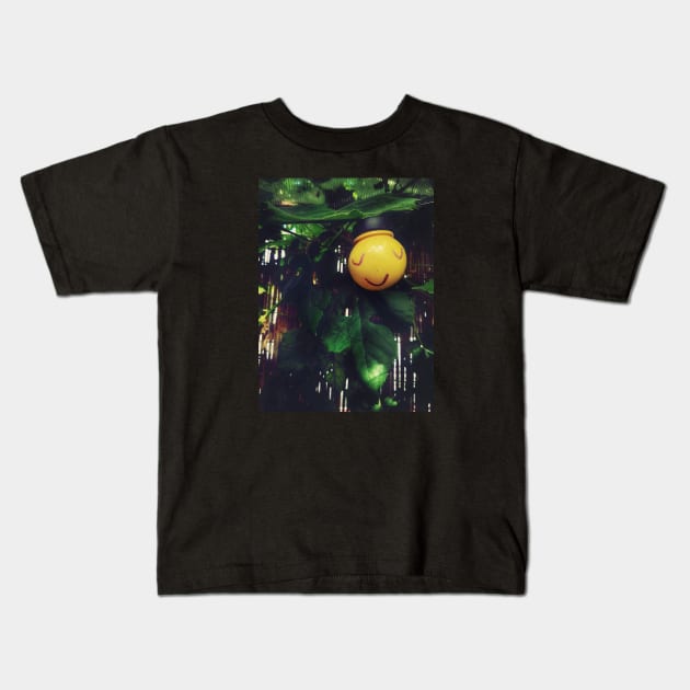 Smiley Face on the Light Bulb in nature Kids T-Shirt by CokeyPanda